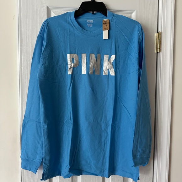 PINK Victoria's Secret Tops - NWT PINK Victorias Secret Long Sleeve T Shirt LIGHT BLUE SMALL